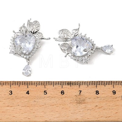 Brass & Clear Cubic Zirconia Pendants KK-G558-04P-1