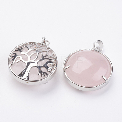 Natural Rose Quartz Pendants KK-K216-A04-1