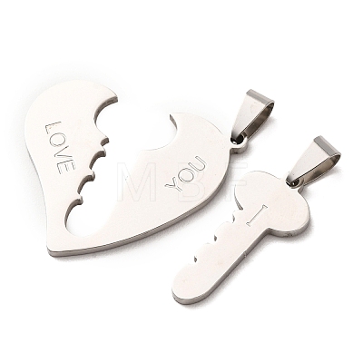 Valentine's Day 201 Stainless Steel Split Pendants STAS-F368-09P-1