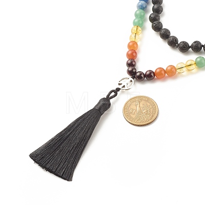 7 Chakra Buddhist Necklace NJEW-JN03895-02-1