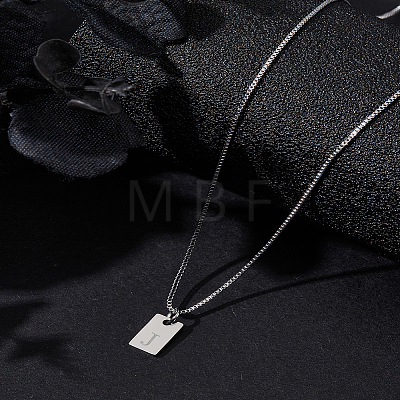 1Pc Stainless Steel Letter Rectangle Pendant Necklaces NJEW-LP0001-34J-P-1