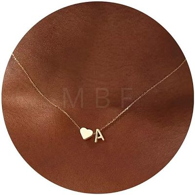 Simple Style Adjustable 316L Surgical Stainless Steel Heart and Initial Pendant Necklaces for Women WG95AEF-01-1