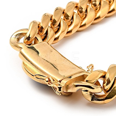 Ion Plating(IP) 304 Stainless Steel Curb Chain Necklace with Crystal Rhinestone NJEW-E038-03G-01-1