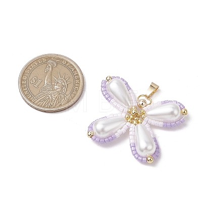 Two Tone Glass Seed Beaded Butterfly Pendants PALLOY-MZ00556-02-1