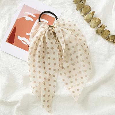 Polka Dot Pattern Cloth Elastic Hair Accessories OHAR-PW0007-17G-1