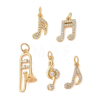 Rack Plating Brass Micro Pave Clear Cubic Zirconia Pendants KK-G507-02G-1