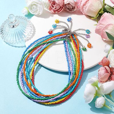 8Pcs 8 Color Glass Seed Beaded Necklaces Set NJEW-JN04636-1