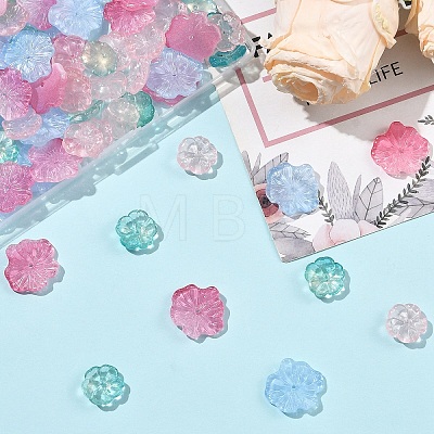80Pcs 4 Colors Transparent Glass Beads GLAA-YW0005-94-1