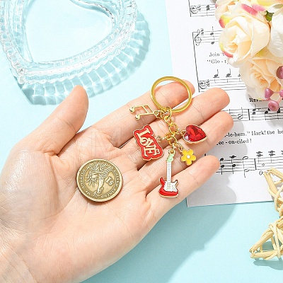 Glass Rhinestone & Alloy Enamel Keychains KEYC-YW00293-1