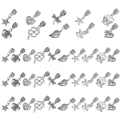 40Pcs 10 Style Tibetan Style Alloy European Dangle Charms MPDL-SC0001-06-1