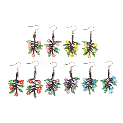 Glass Seed Beaded Dangle Earrings EJEW-MZ00704-1