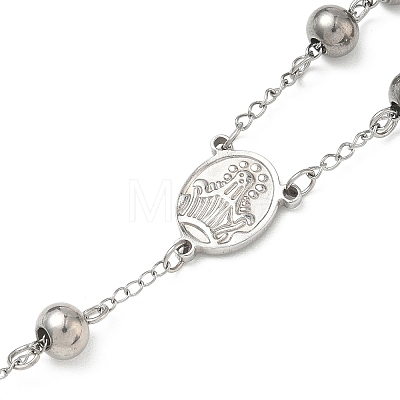 Tarnish Resistant Men's Rosary Bead Necklace with Crucifix Cross NJEW-I011-8mm-06-1