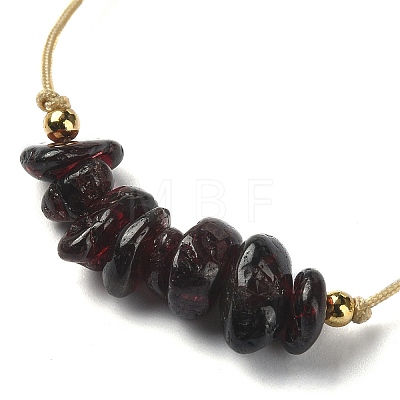 Natural Garnet Chips Braided Bead Bracelets BJEW-JB09851-01-1