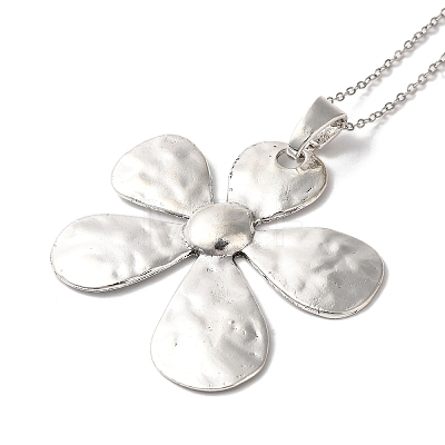 5-Petal Flower Alloy Pendant Cable Chain Necklaces for Women NJEW-Q343-03P-1