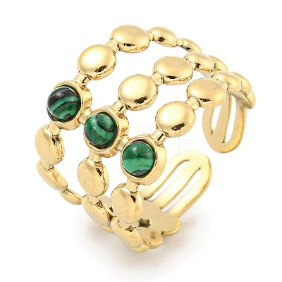 Ion Plating(IP) 304 Stainless Steel Synthetic Malachite Cuff Rings G-Z056-05G-04-1