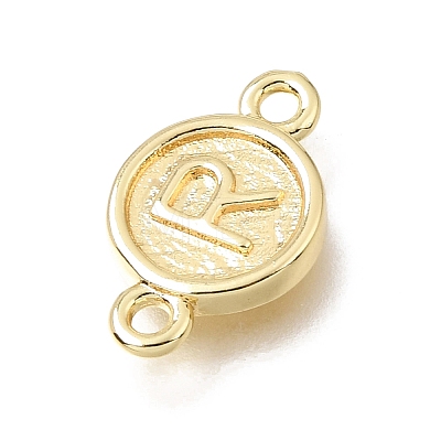 Brass Disc with Initial Links Connector Charms KK-E802-36G-R-1