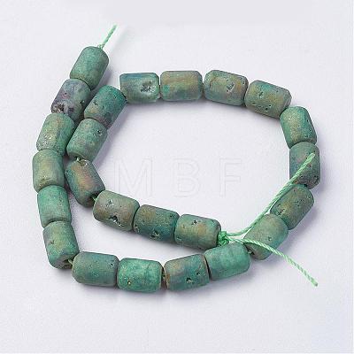 Electroplated Natural Druzy Geode Agate Bead Strands G-P251-C03-1