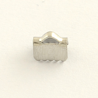 Tarnish Resistant Stainless Steel Ribbon Crimp Ends LS-STAS-Q187-03-1