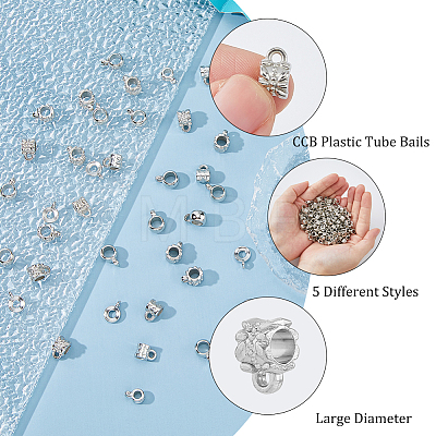 300Pcs 5 Styles CCB Plastic Tube Bails CCB-DC0001-19P-1