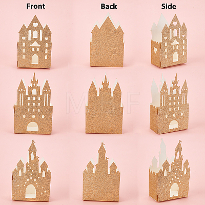 Castle Shape Paper Glitter Candy Boxes CON-WH0083-12-1