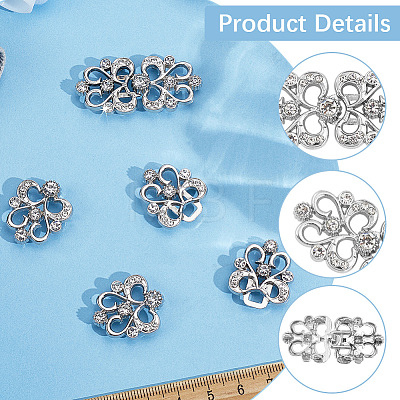 4Pcs Flower Alloy Crystal Rhinestone Adjustable Jean Button Pins FIND-CY0002-27P-1