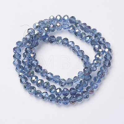 Electroplate Transparent Glass Beads Strands X-EGLA-A034-T8mm-S09-1