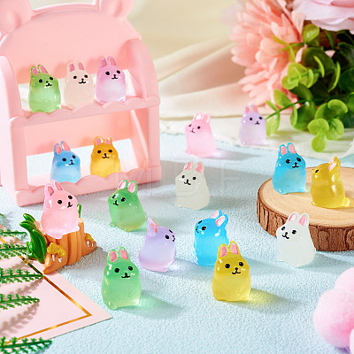  24Pcs 6 Colors Rabbit Luminous Resin Display Decorations DJEW-TA0001-07-1