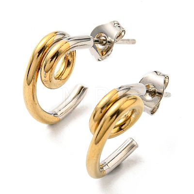 PVD Vacuum Plating 304 Stainless Steel Knot Stud Earrings for Women EJEW-F319-02GP-1