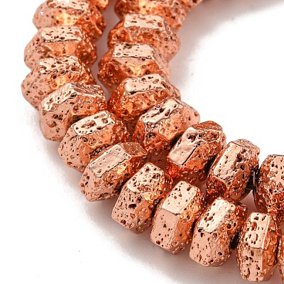 Electroplated Natural Lava Rock Beads Strands G-I360-G01-03-1