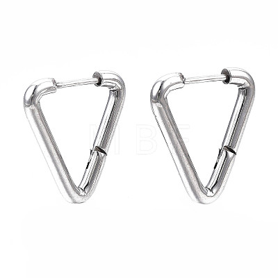 201 Stainless Steel Triangle Hoop Earrings STAS-S103-29P-1