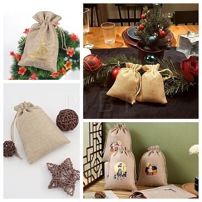 Beebeecraft 16Pcs 4 Styles Polyester Imitation Burlap Packing Pouches Drawstring Bags ABAG-BBC0001-01A-1