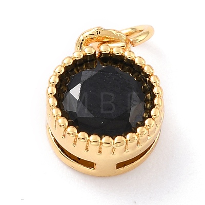 Real 18K Gold Plated Brass Inlaid Cubic Zirconia Charms ZIRC-L100-081G-04-1