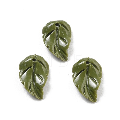 Synthetic Coral Dyed Leaf Charms CORA-Q034-03-1