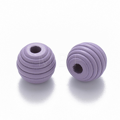 Painted Natural Wood Beehive Beads WOOD-Q040-019B-A04-1