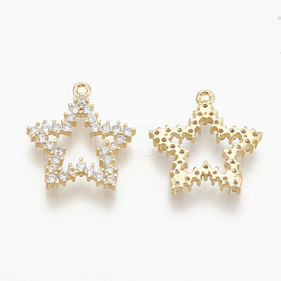 Brass Micro Pave Cubic Zirconia Charms ZIRC-Q014-038G-1
