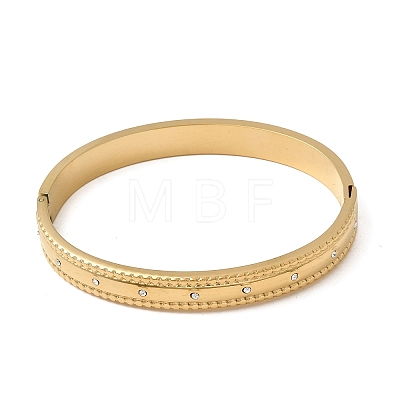 304 Stainless Steel Rhinestone Hinged Bangles for Women BJEW-B168-16G-1