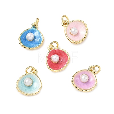 Shell Brass Charms KK-D426-17G-1