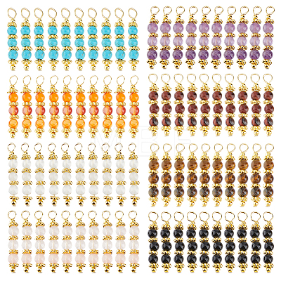 80Pcs 8 Styles Natural & Synthetic Gemstone Pendants PALLOY-FH00208-1