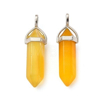 2Pcs Natural Agate Dyed Double Terminated Pointed Pendants G-YW0002-05D-1