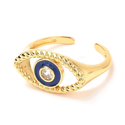Horse Eye Golden Enamel Cuff Rings for Women KK-G404-01-1