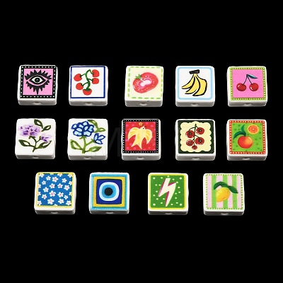 Printed Handmade Porcelain Beads PORC-G016-04-1