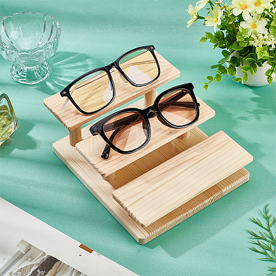 3-Tier Solid Wooden Eyeglasses Display Stands ODIS-WH0043-31-1