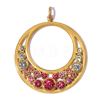 304 Stainless Steel with Rhinestone Pendants RB-OY001-42G-02-1