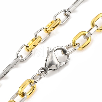 201 Stainless Steel Oval Links Chain Necklace NJEW-F22-39G-GP-1