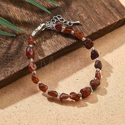 Natural Garnet Chips Bracelets for Women BJEW-H623-01S-04-1