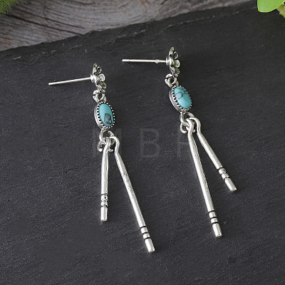 Alloy and Synthetic Turquoise Stud Earrings FS-WG2C5AC-01-1