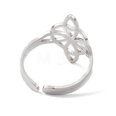 Heart with Sailor's Knot 304 Stainless Steel Hollow Open Cuff Ring for Women RJEW-E073-02P-1