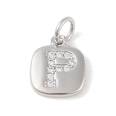Rack Plating Brass Micro Pave CLear Cubic Zirconia Charms KK-E110-14P-P-1