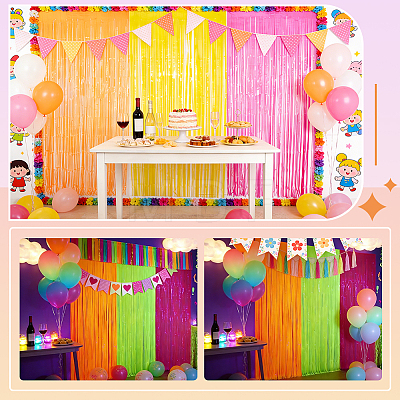 3Pcs 3 Colors Plastic Foil Fringe Curtains DIY-ME0003-73A-1