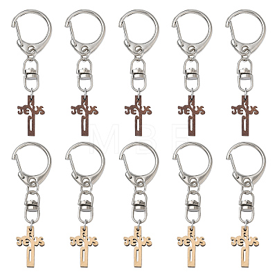 20Pcs Wood Cross Pendant Decorations HJEW-YW00293-1